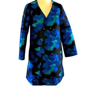 Abbey Glass floral jacguard A-line coat